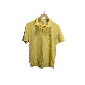 Brooks Brothers Performance Polo Yellow L Cotton Golf/Polo Shirt Short Sleeved